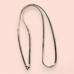 Sterling Silver Chain stamped 925 SS vintage estate 29-30”Herringbone flat snake